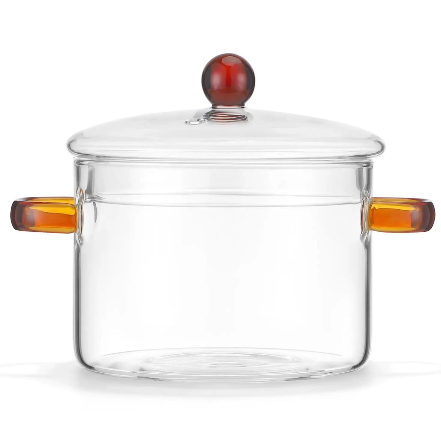 Pentola 2,5 L vetro borosilicato con coperchio manici ambra