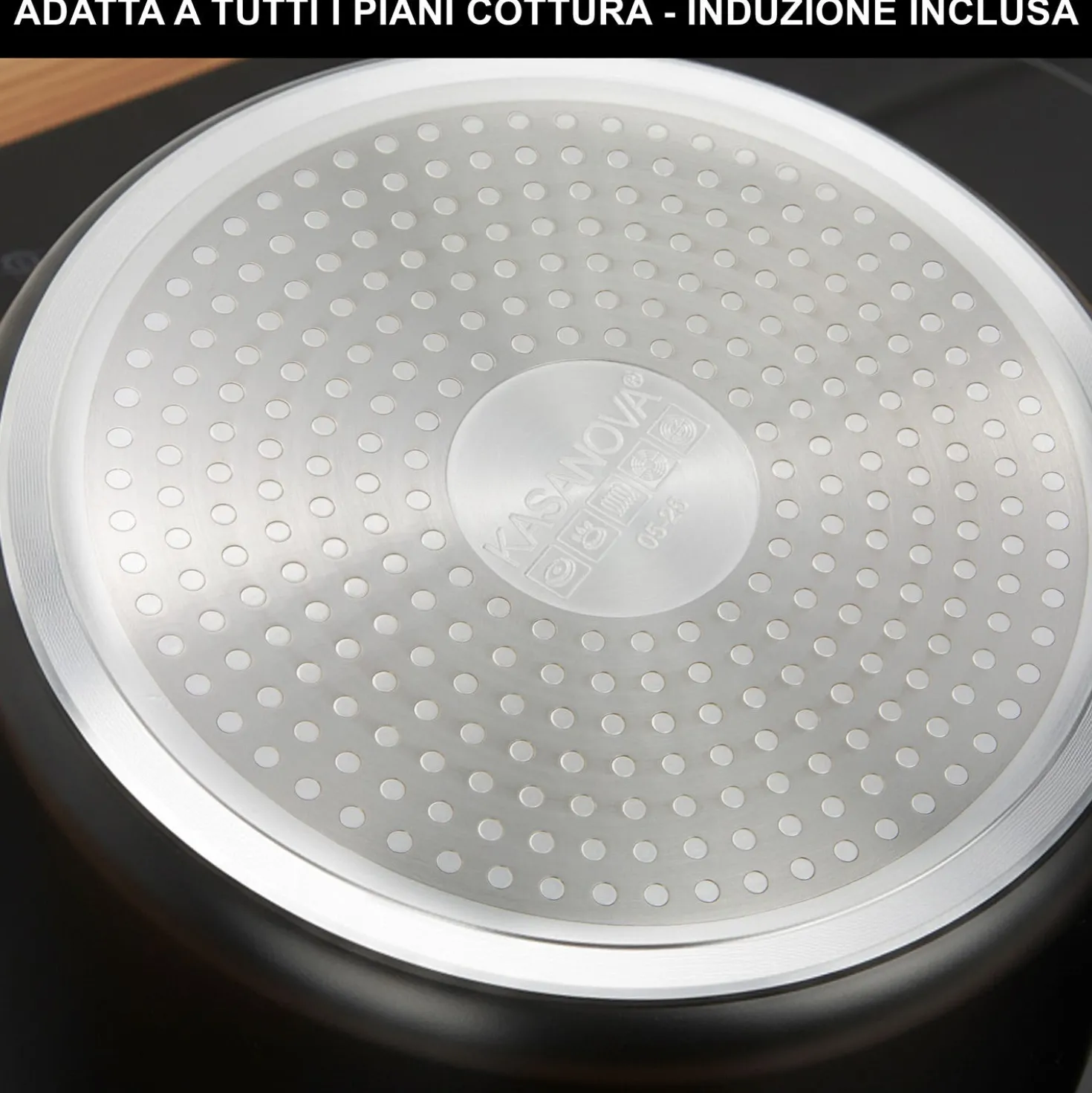 Pentola pasta 22 cm nera con 2 cestelli e coperchio