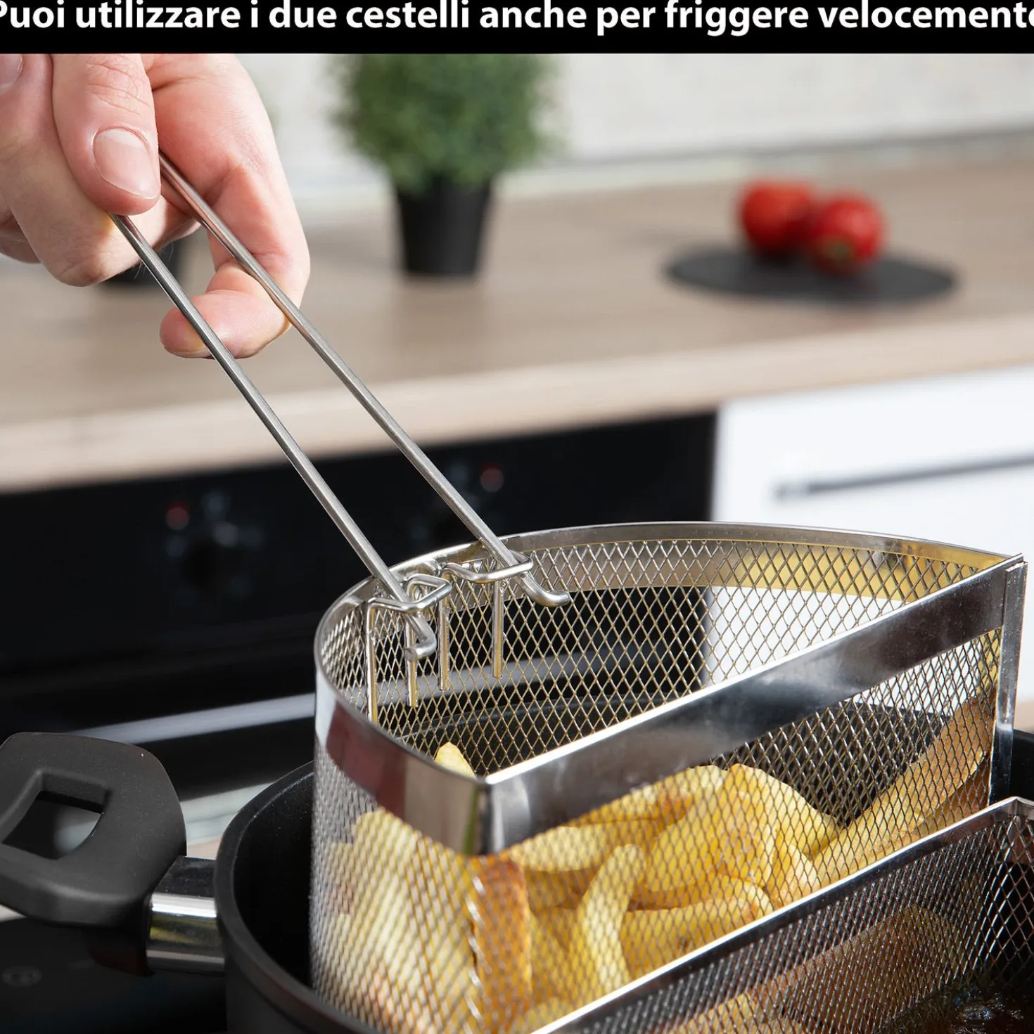 Pentola pasta 22 cm nera con 2 cestelli e coperchio