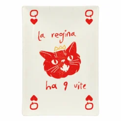 Piattino decorativo vetro 22x15 cm Carta gatta regina