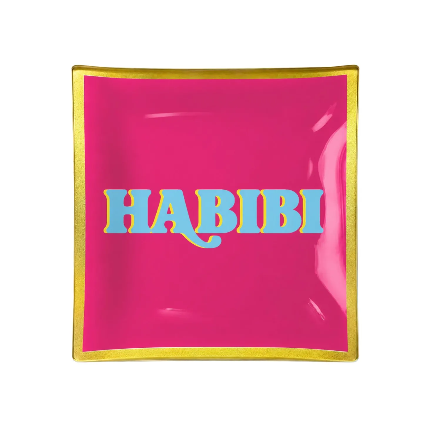 Piattino decorativo vetro 13x13 cm Habibi rosa