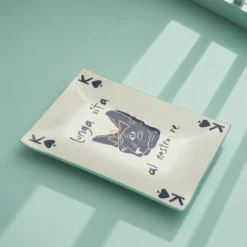 Piattino decorativo vetro 22x15 cm Carta re gatto
