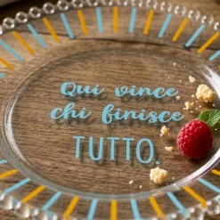 Piattino dessert vetro Vince chi finisce tutto Color Bloom