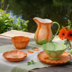 Piattino fiore arancione 14,5 cm terracotta Florafruit