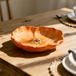 Piattino fiore arancione 14,5 cm terracotta Florafruit