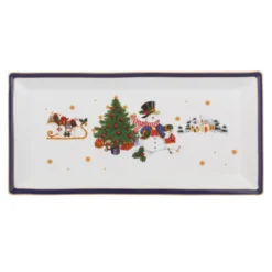 Piatto da portata rettangolare natalizio in porcellana, 36x21 cm