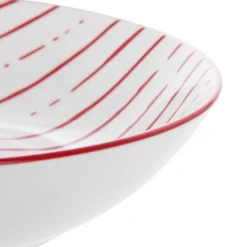 Piatto fondo bianco righe rosso porcellana Mix e Match