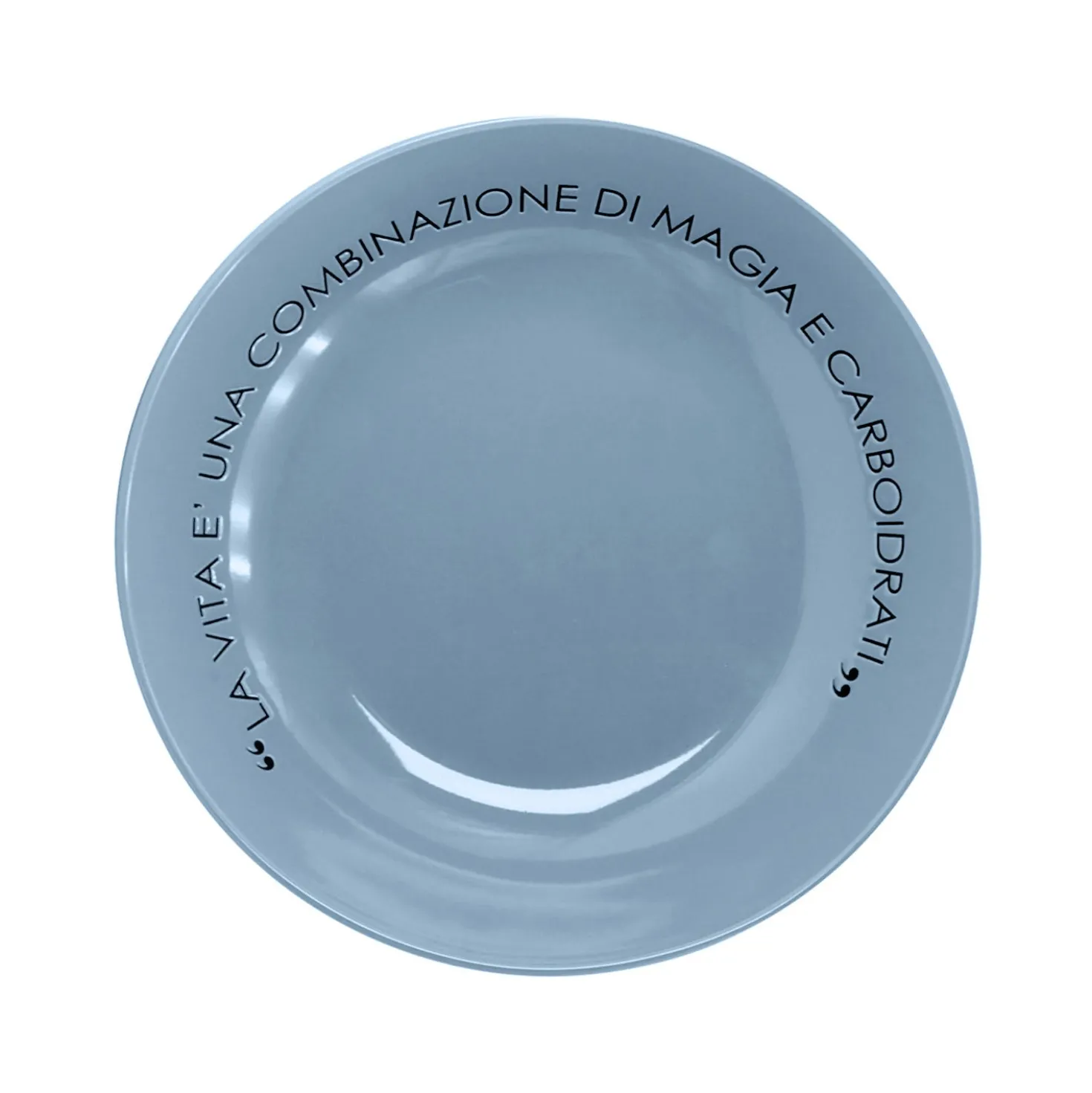 Piatto fondo blu 20 cm stoneware scritta Quotes