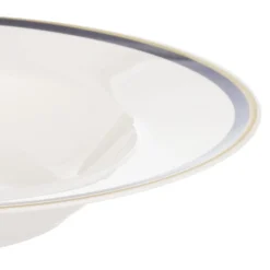Piatto fondo con filo blu e oro in new bone china, da 22 cm