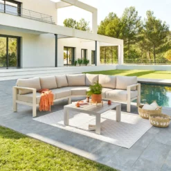 Salottino da giardino angolare beige Evasion