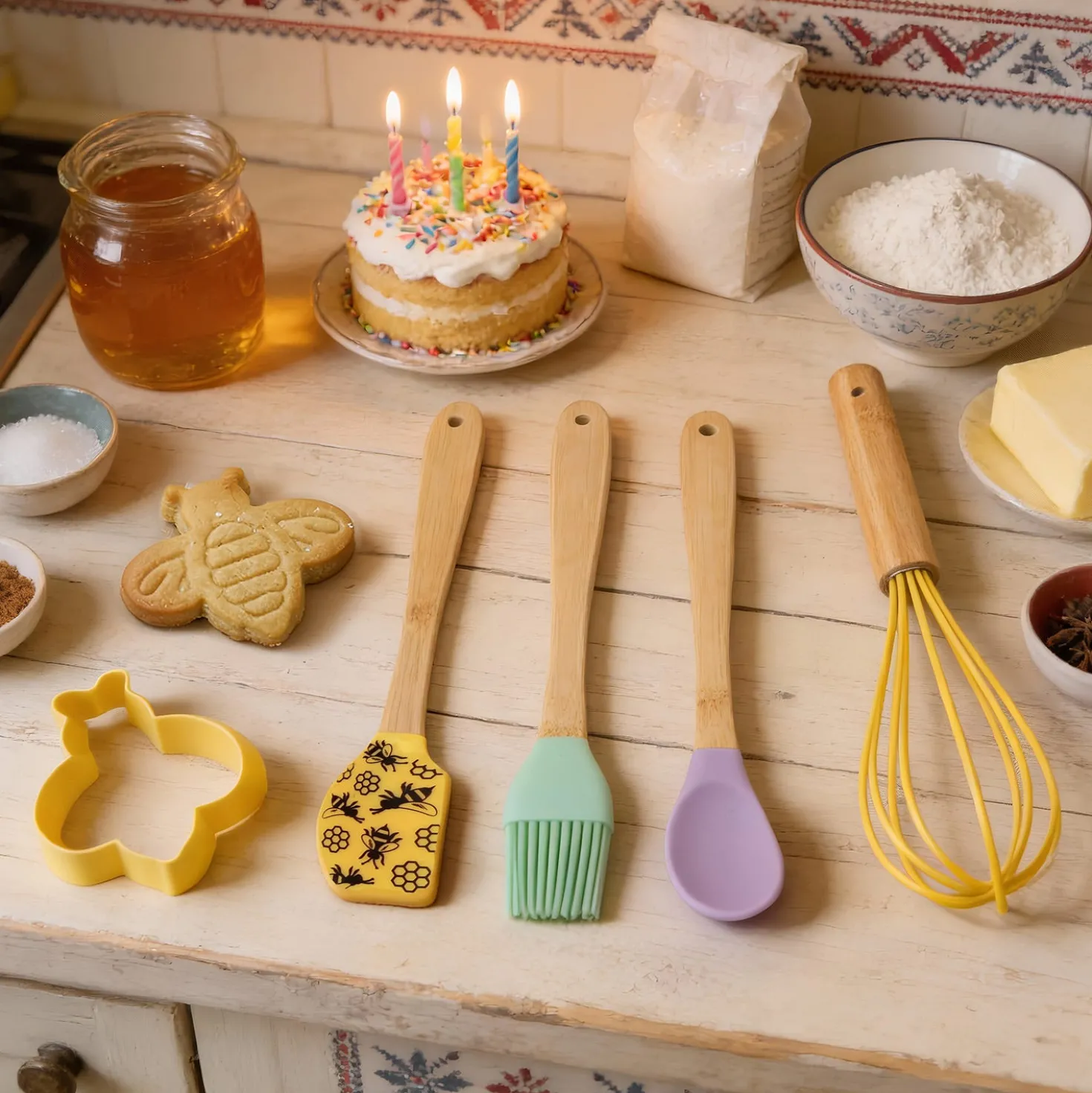 Set 4 accessori pasticceria silicone con formina ape