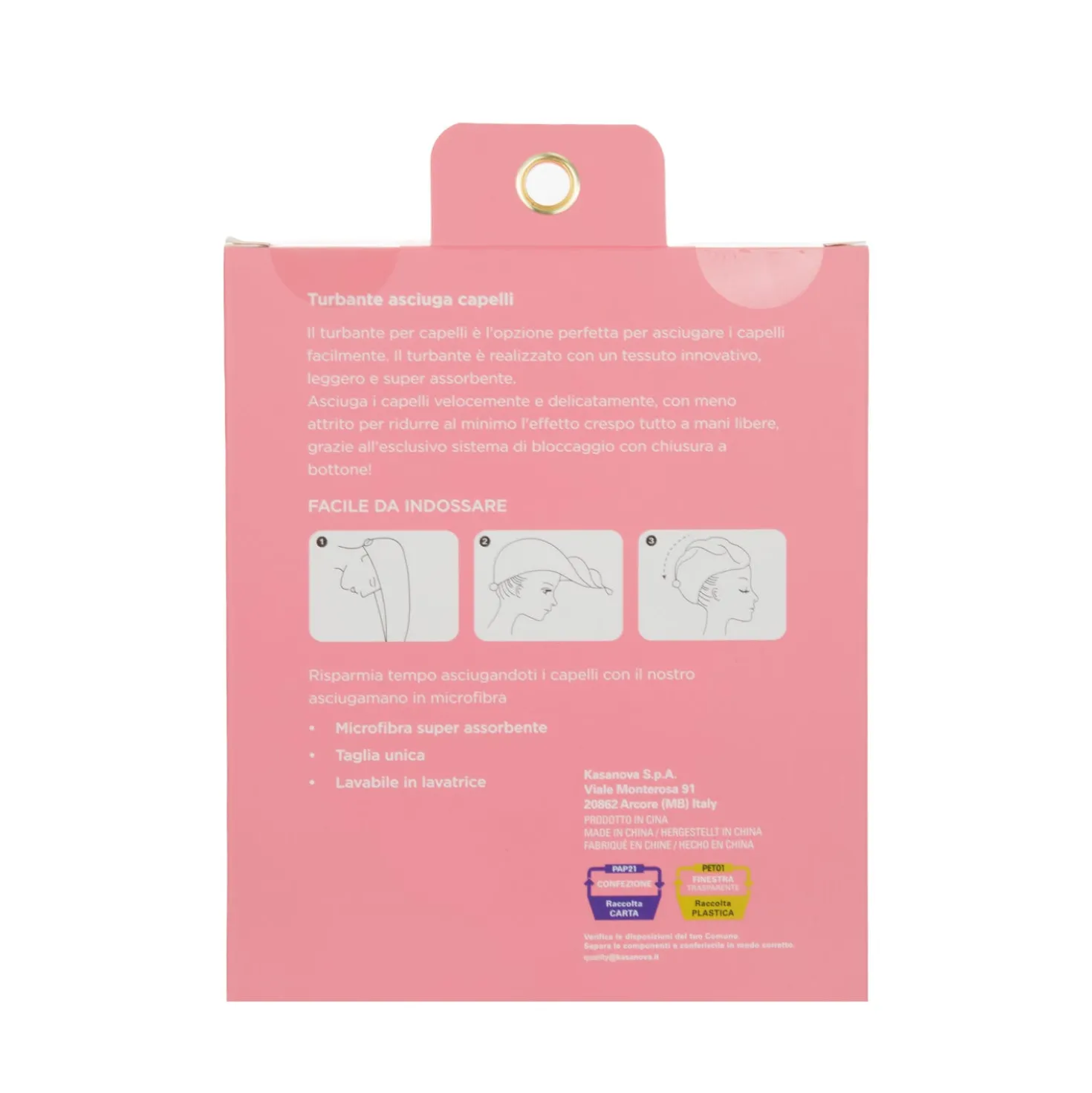 Set 2 asciugamani capelli turbante in microfibra beige