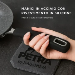 Set batteria induzione 9 pezzi New Petra Dark e friggitrice ad aria 2 cestelli