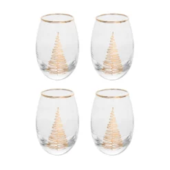 Set 4 bicchieri liquore decoro natalizio oro