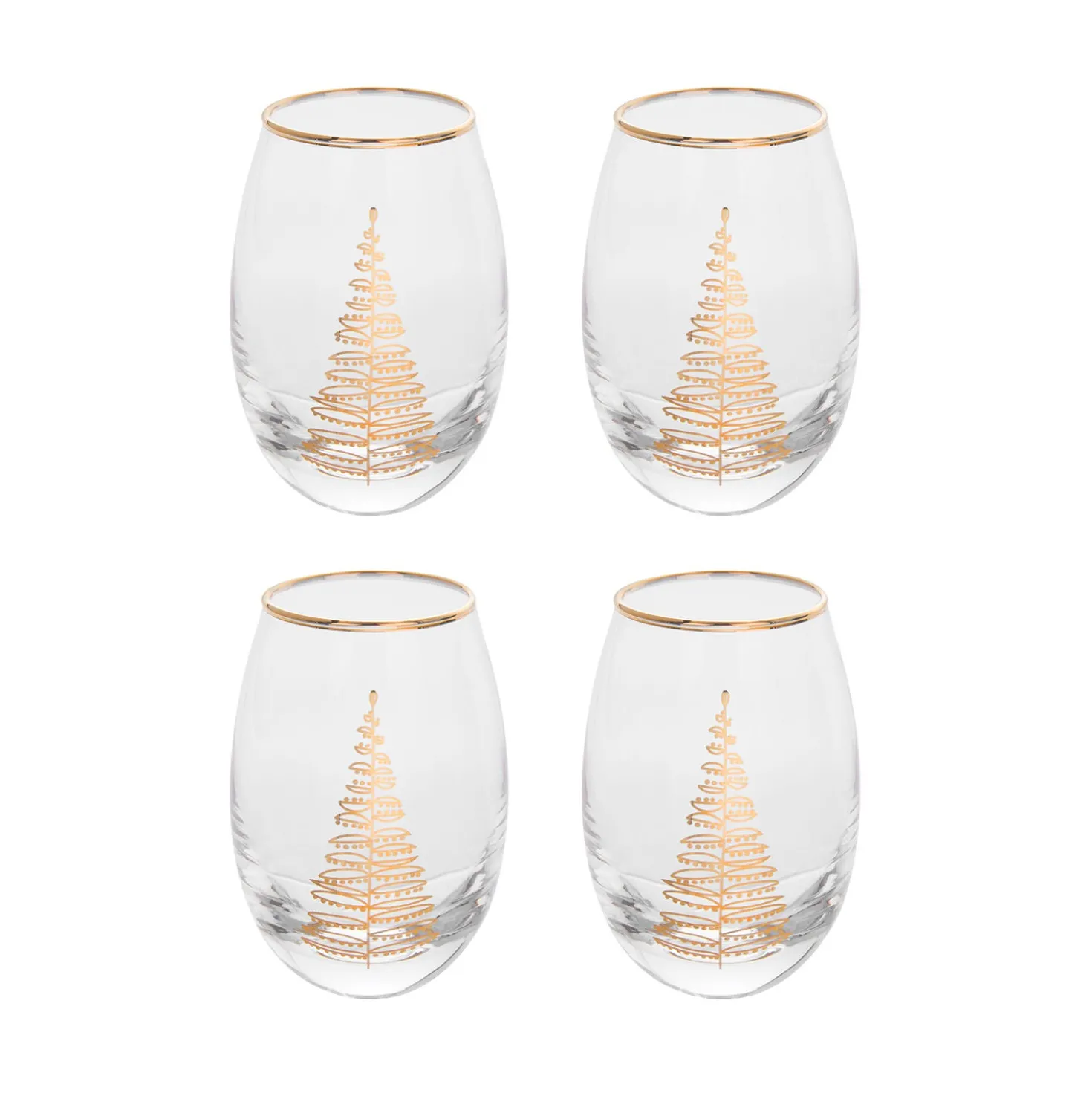 Set 4 bicchieri liquore decoro natalizio oro