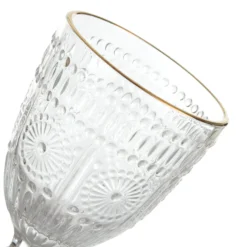 Set 2 calici vino in vetro rombi con bordo oro