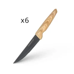 Set 6 coltelli bistecca con manico effetto legno
