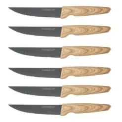 Set 6 coltelli bistecca con manico effetto legno