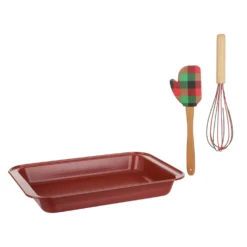 Set natalizio teglia rossa con spatola e frusta