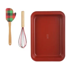 Set natalizio teglia rossa con spatola e frusta