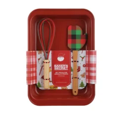 Set natalizio teglia rossa con spatola e frusta