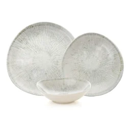 Set 24 pezzi tavola in porcellana grigio righe