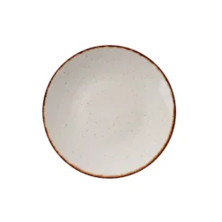 Set 24 piatti bianchi con bordo marrone