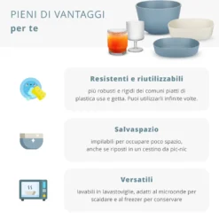 Set 2 piatti piani in polipropilene color crema