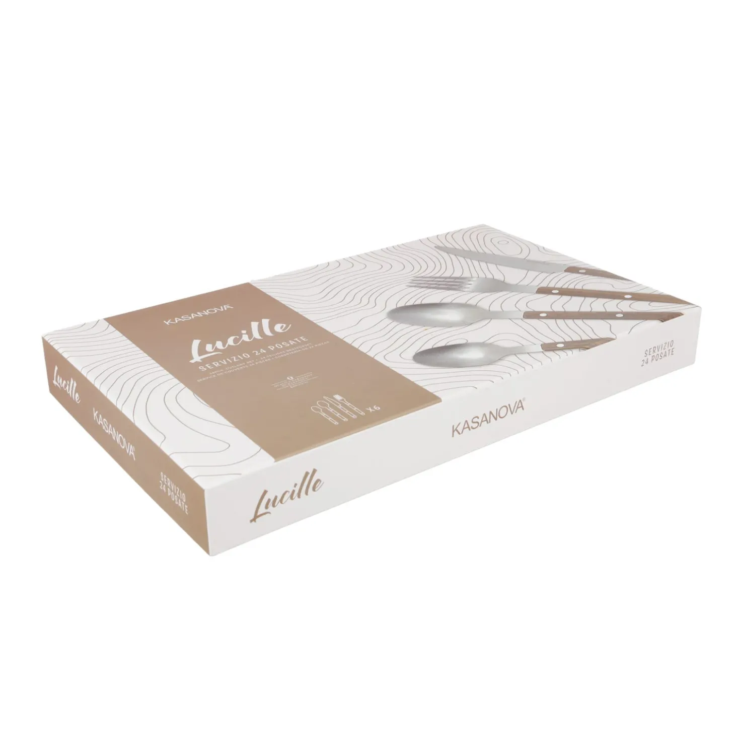 Set 24 posate Lucille in acciaio inox manico marrone