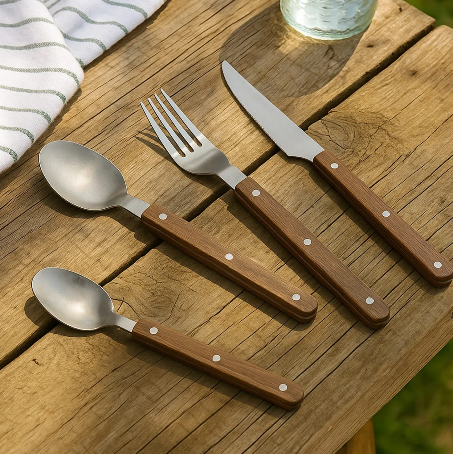 Set 24 posate Lucille in acciaio inox manico marrone