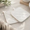 Set 2 presine 18x18 cm bianco in cotone Slub