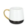 Tazza mug ceramica manico oro 360 ml base nera labbra