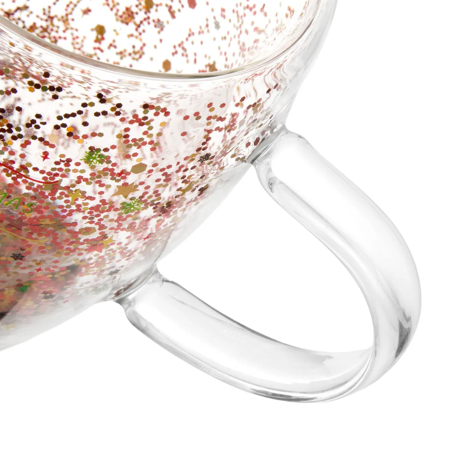 Tazza mug vetro borosilicato natalizia glitter 300 ml