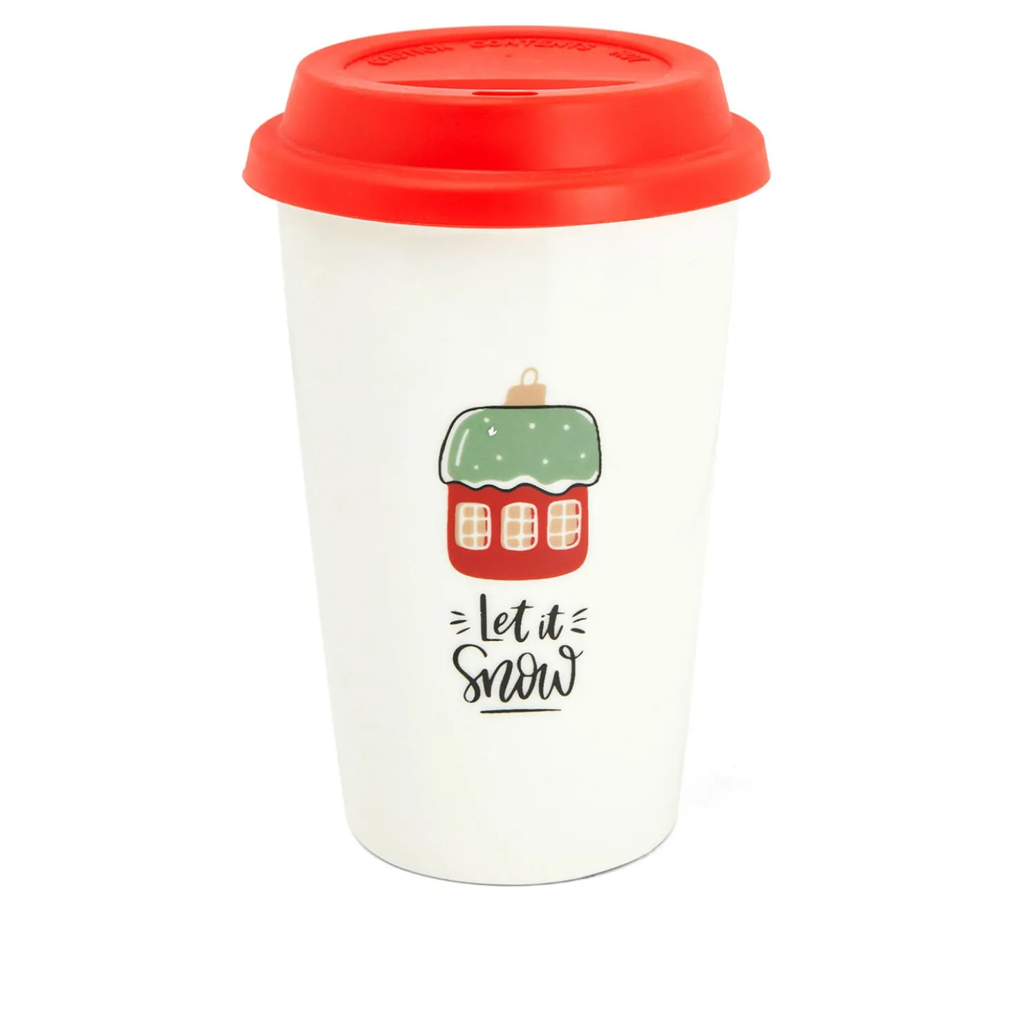 Tazza natalizia 300 ml coperchio Let it snow