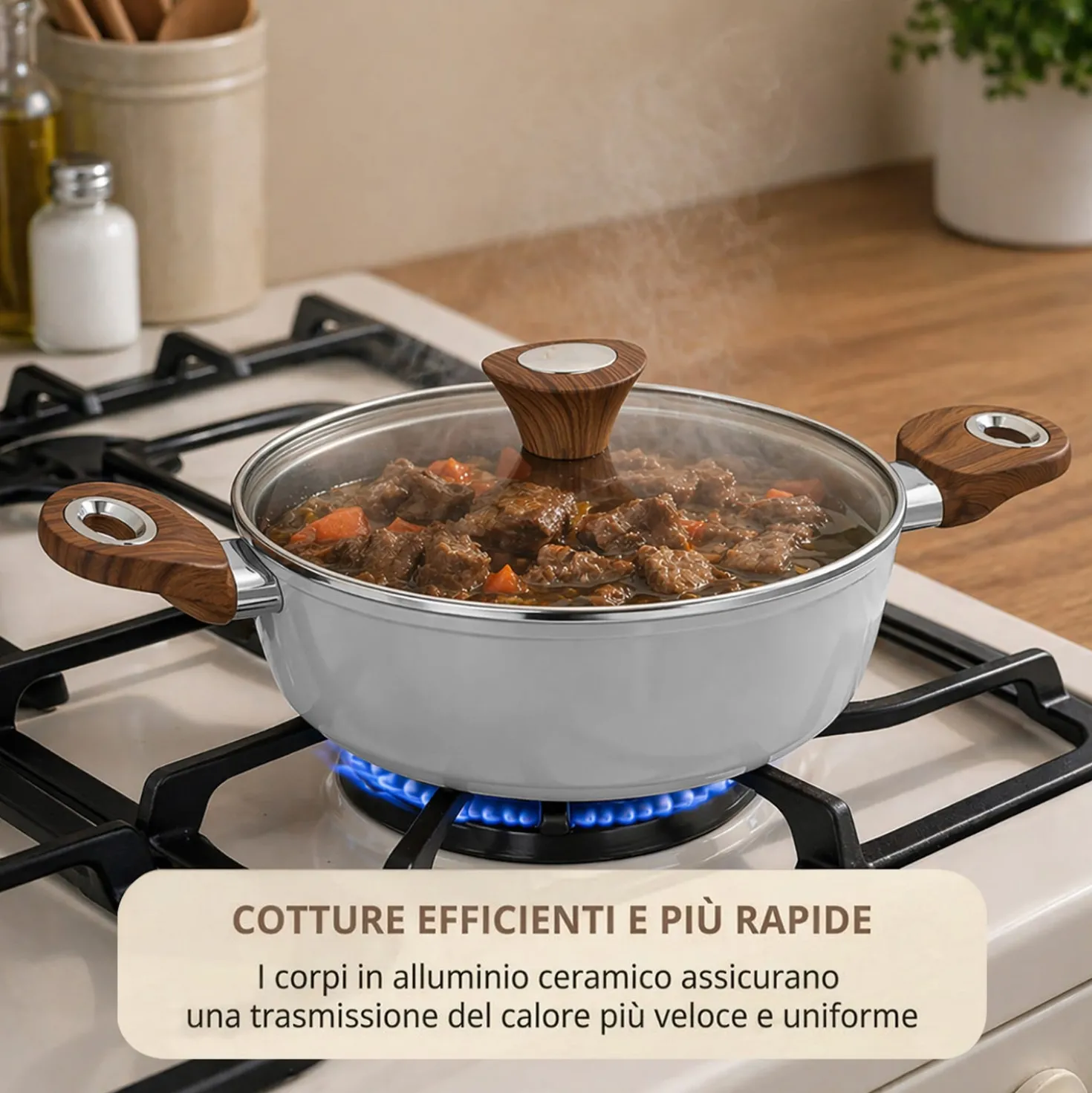 Tegame 24 cm antiaderente ceramico New Ceramic grigio