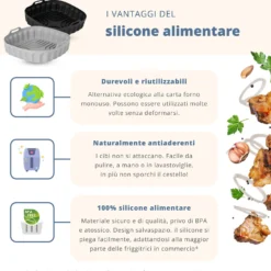 Teglia tonda 21 cm silicone per friggitrice ad aria nera