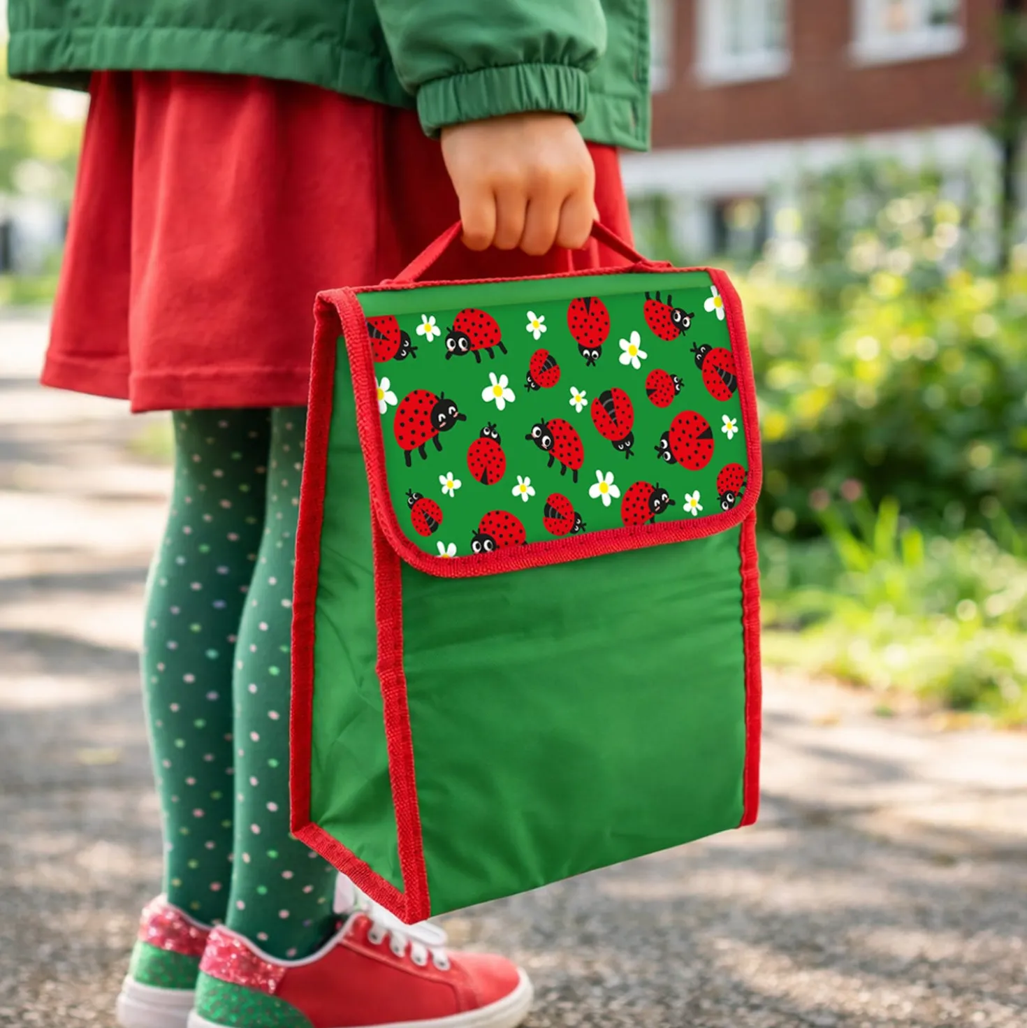 Zainetto bambini porta merenda decoro coccinelle